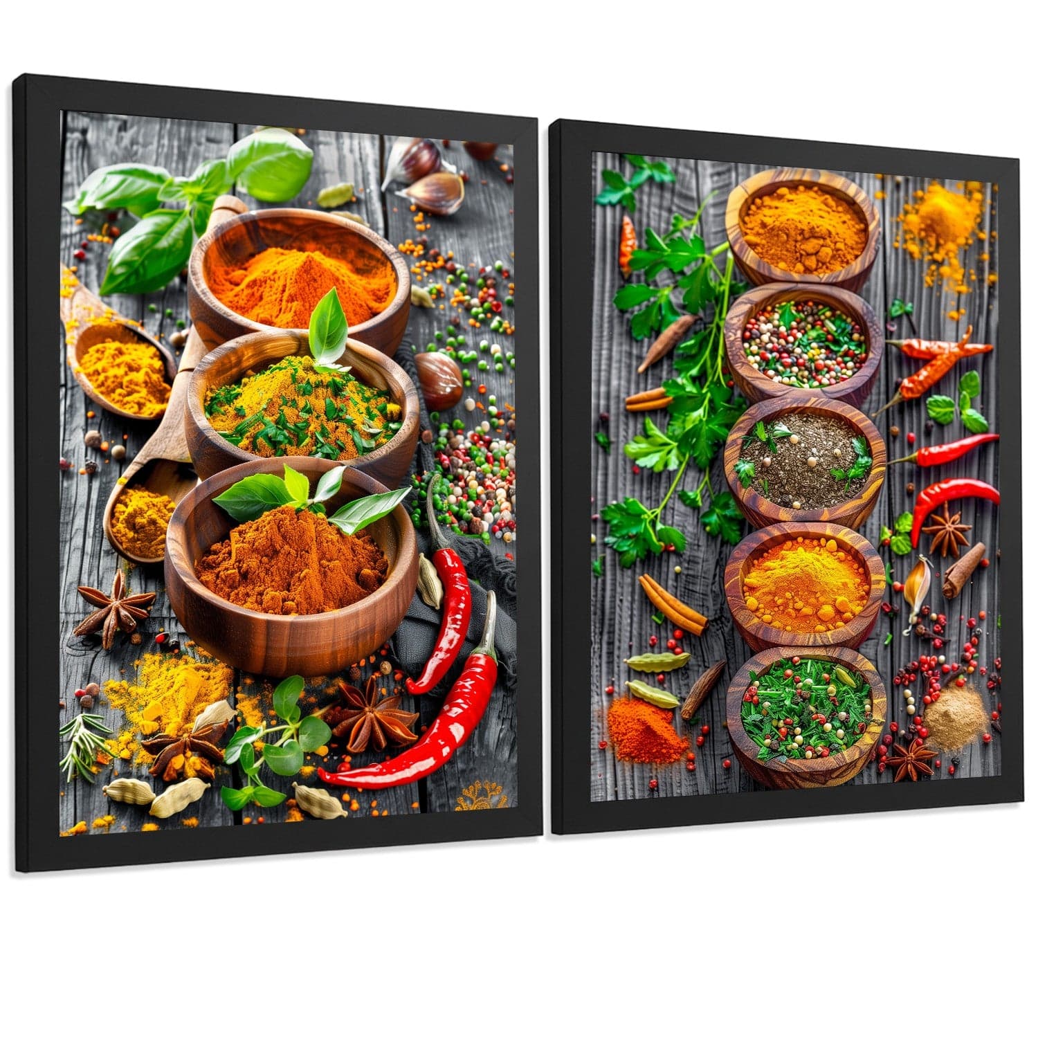Set de 2 Láminas Cocina Gastronómica Cuadros Pared Especias rusticas Colores Cálidos Póster Decoración Comedor