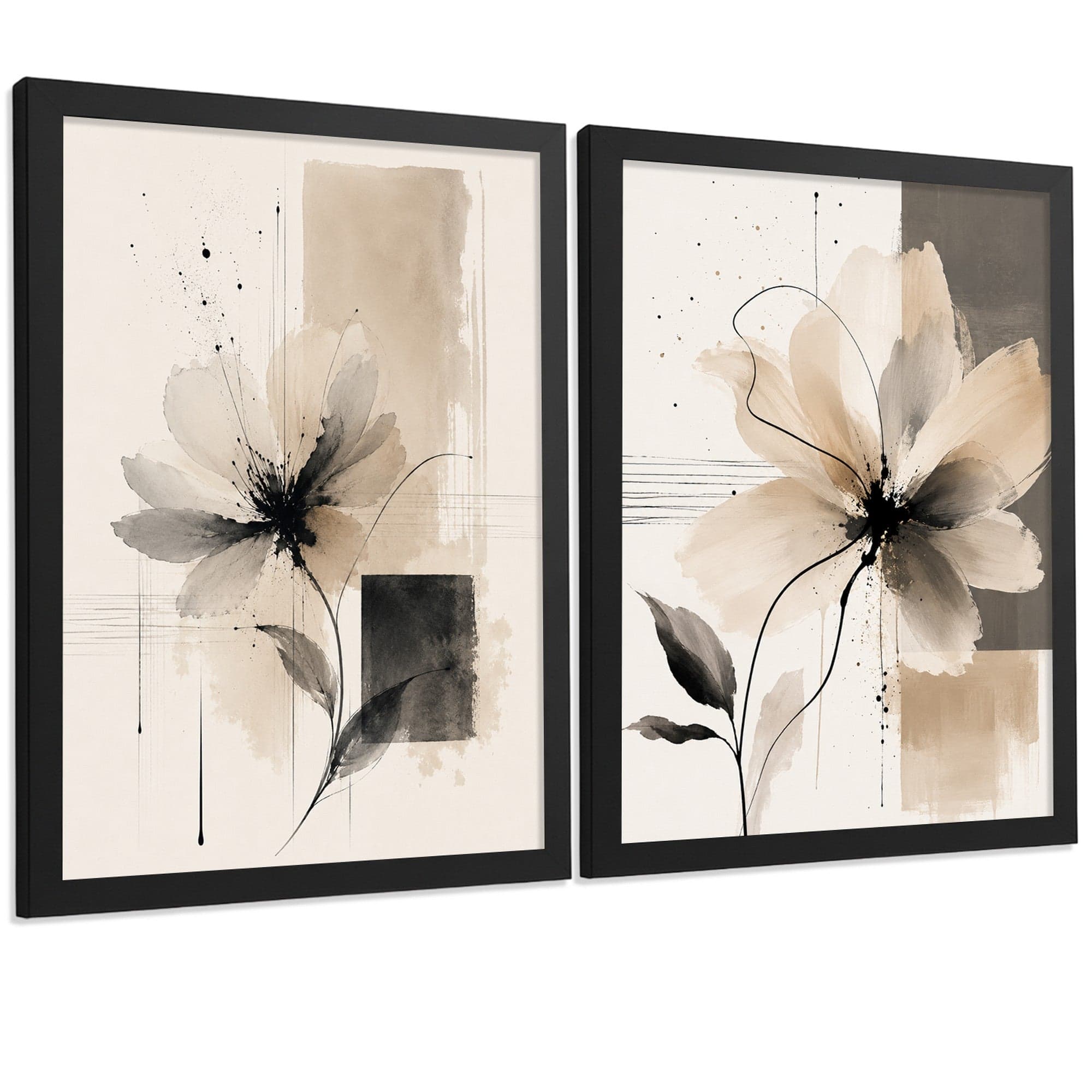 Posters Florales Abstractos con Arte Floral Beige Neutro
